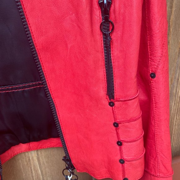 NEW with TAGS Benedetta Novi Red Leather Jacket - Picture 5 of 7